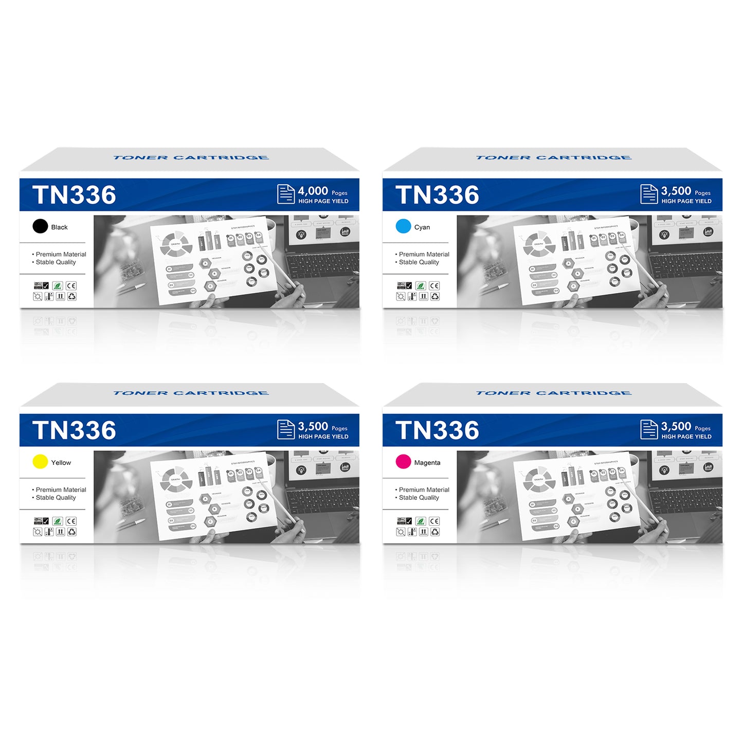 Vipink Compatible Toner Cartridge Replacement for Brother TN-336 TN 336 TN336 TN331 HL-L8350CDW L8250CDN L8350CDWT MFC-L8600CDW MFC-L8850CDW (Black Cyan Magenta Yellow, 4-Pack)