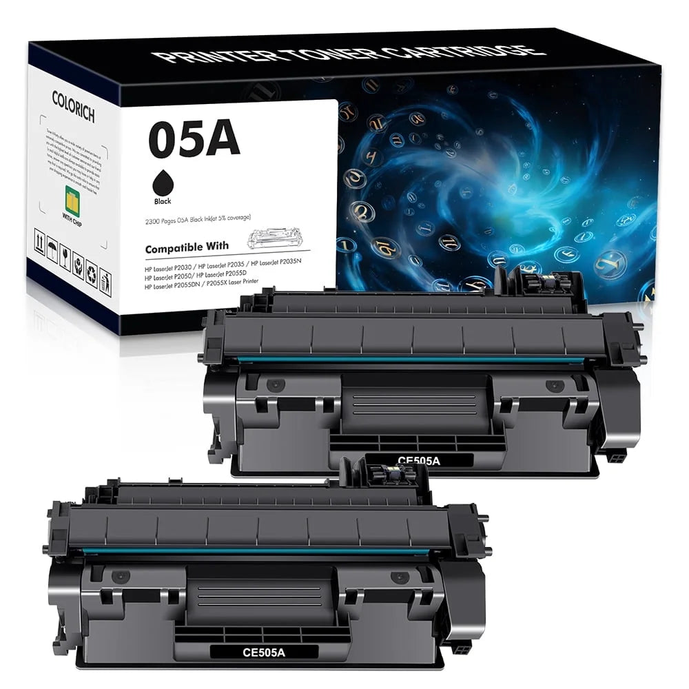05A Toner Cartridges Black Compatible for HP 05A 05X CE505A CE505X P2055 Laserjet P2035 P2035N P2055DN 2055DN 2035N P2030 P2050 P2055D P2055X 2055D 2055X Printer Ink Pack-2