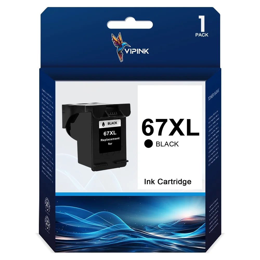 67XL Black Ink Cartridge Compatible with HP 67 Ink Cartridge 67XL for DeskJet 2775 2776 2777 2778 2779 6078 6478 Printer (1 Pack)