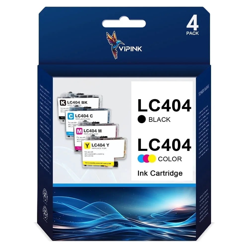 LC404 Ink Cartridge for Brother LC404 LC-404 Combo Work for Brother MFC-J1205W MFC-J1215W MFC-J1205W XL High Capacity Printer Ink (Black Cyan Magenta Yellow, 4-Pack)