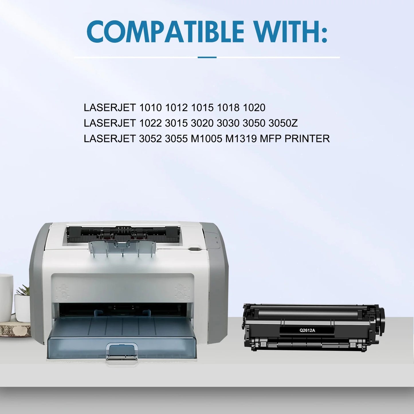 12A Black Toner Cartridges Compatible for HP 12A Q2612A Laserjet 1020 3015 1018 1012 1015 1010 1022 3020 3030 3050 3050Z 3052 3055 MFP M1319 MFP Printers | 2-Pack Q2612D Ink