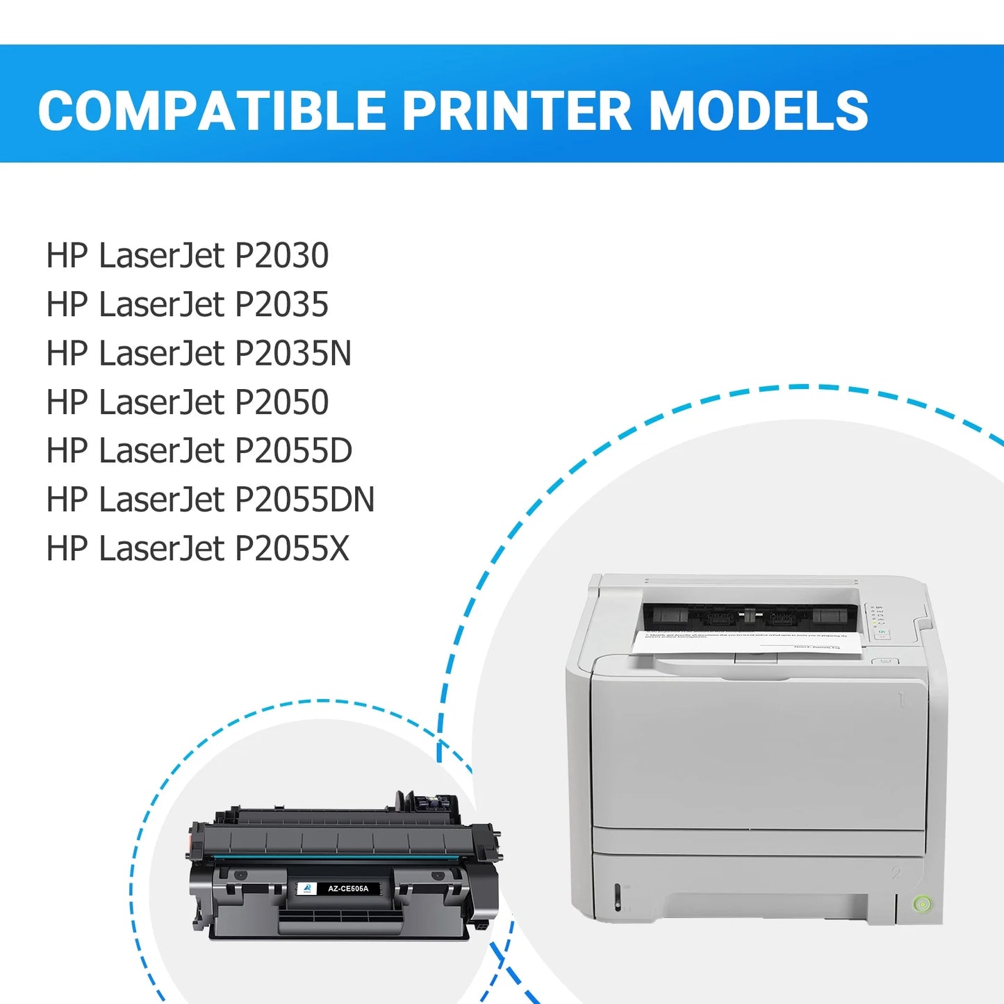 05A CE505A Toner Compatible for HP 05A Toner Cartridge HP CE505A 505A P2035 Toner Cartridge CE505X CE505XD HP 2035N P2055DN 2055DN P2030 P2050 P2055X P2055D Printer Ink | CE505D Black Pack-1