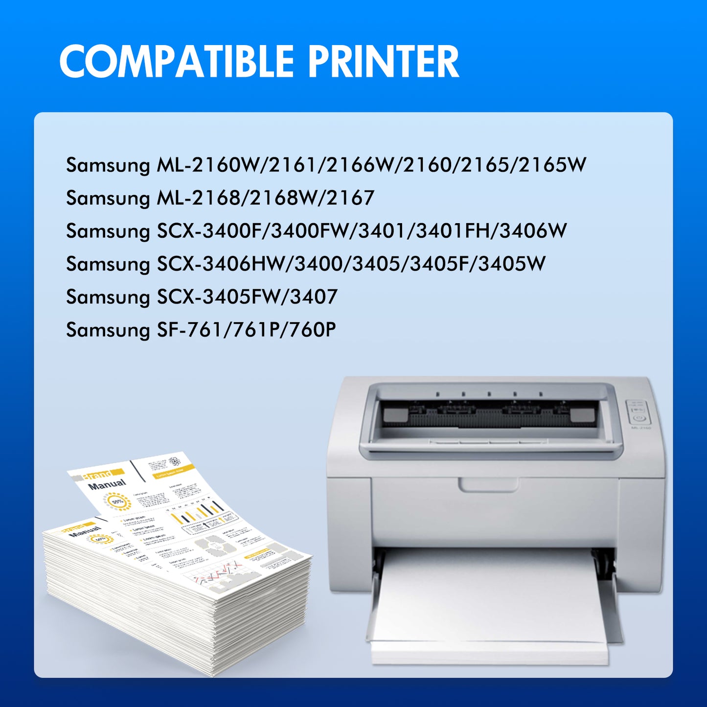 101S Toner Cartridge Replacement for Samsung MLT-D101S 101S MLTD101S to use with ML-2166W ML-2160 ML-2165 SCX-3405W ML-2165W SCX-3405FW SCX-3400 SCX-3401FH SF-760P Printer 2 Black