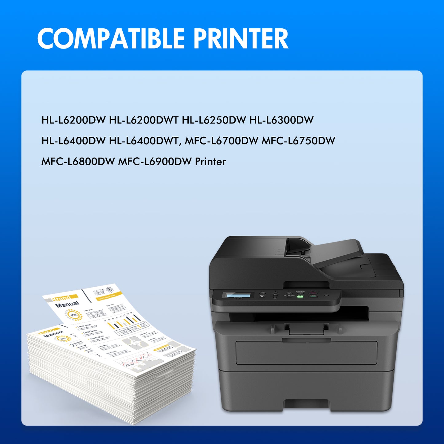 TN880 Super High Yield Toner Cartridges Compatible for Brother TN-880 TN880 HL L6200DW L6200DWT L6250DW, MFC L6700DW L6750DW L6800DW Printer (Black, Pack of 2)