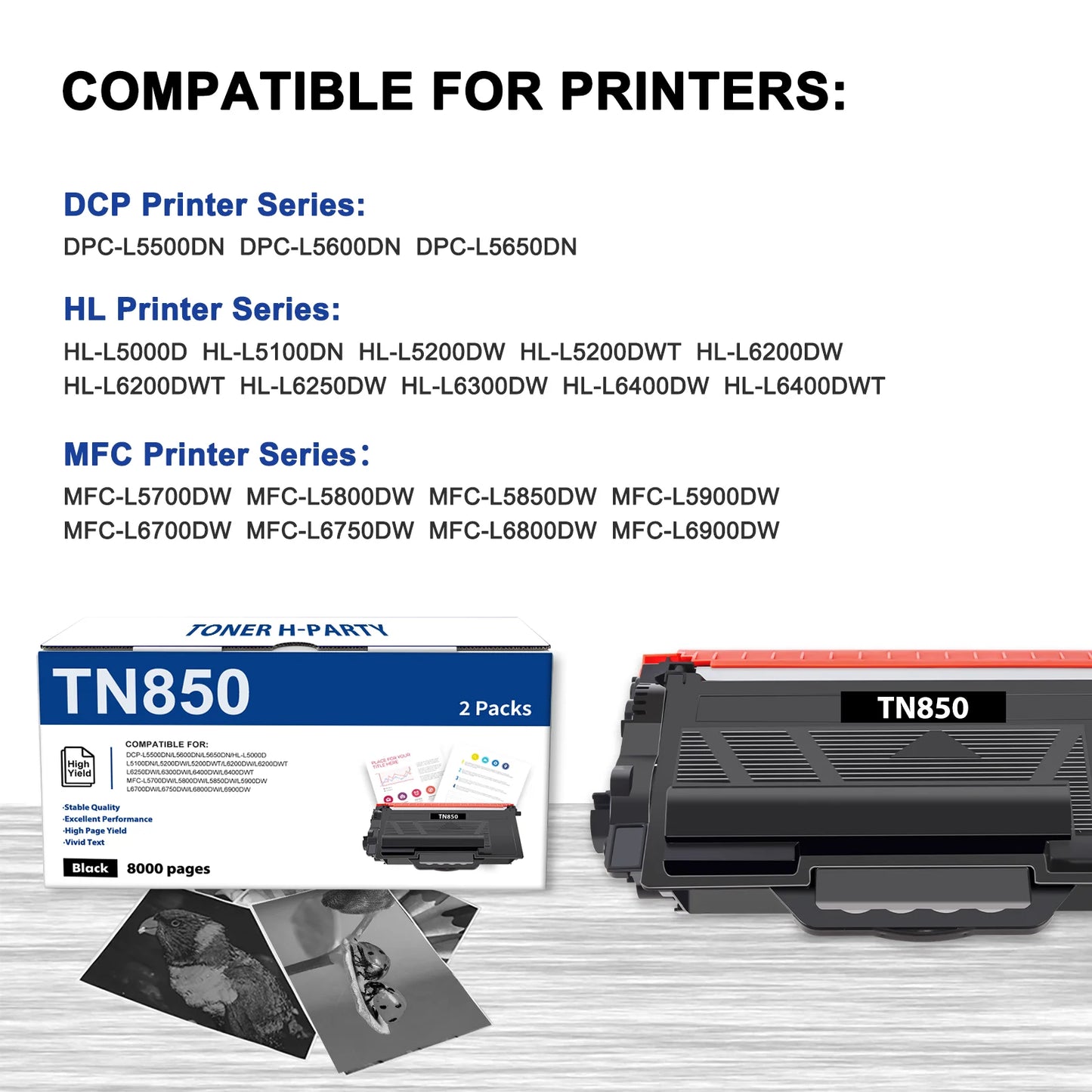 TN850 High Yield Toner Cartridge TN-820/TN-850 TN 850 4-Pack Black Replacement for Brother TN850 TN-850 TN 850 TN820 HL-L6200DW MFC-L5850DW MFC-L5900DW MFC-L5700DW HL-L5200DW MFC-L6800DW Printer Ink