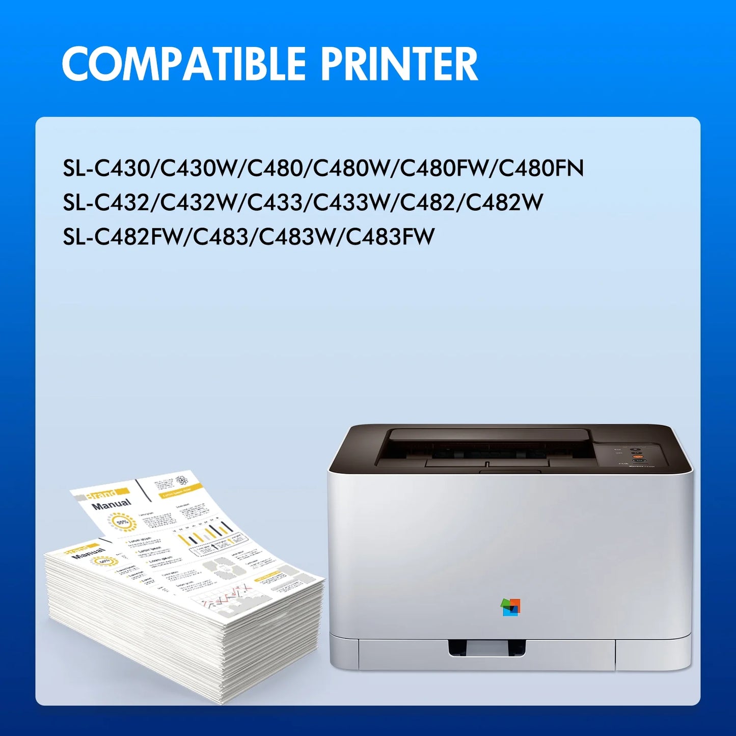 VIPInk CLT-404S CLT-K404S CLT-C404S CLT-M404S CLT-Y404S CLT 404S Toner Cartridge Compatible for Samsung Xpress C480FW C430W SL-C430W SL-C480FW SL-C480FN Printer(Black Cyan Yellow Magenta, 4-Pack )