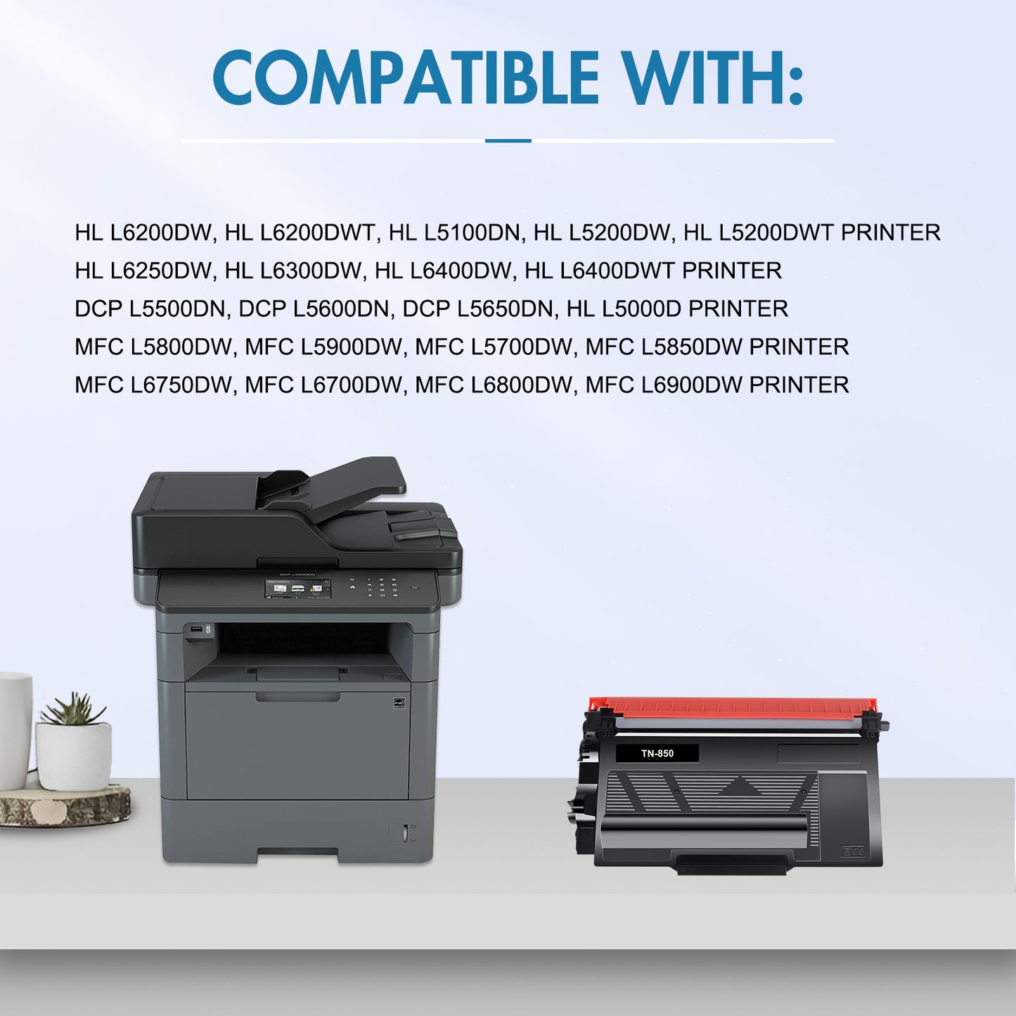 TN850 TN820 Toner Cartridges Black High Yield 2 Pack Compatible for Brother TN 850 TN 820 MFC-L5900DW HL-L6200DW MFC-L5800DW MFC-L5850DW MFC-L5700DW HL-L5200DW MFC-L6800DW Printer Ink