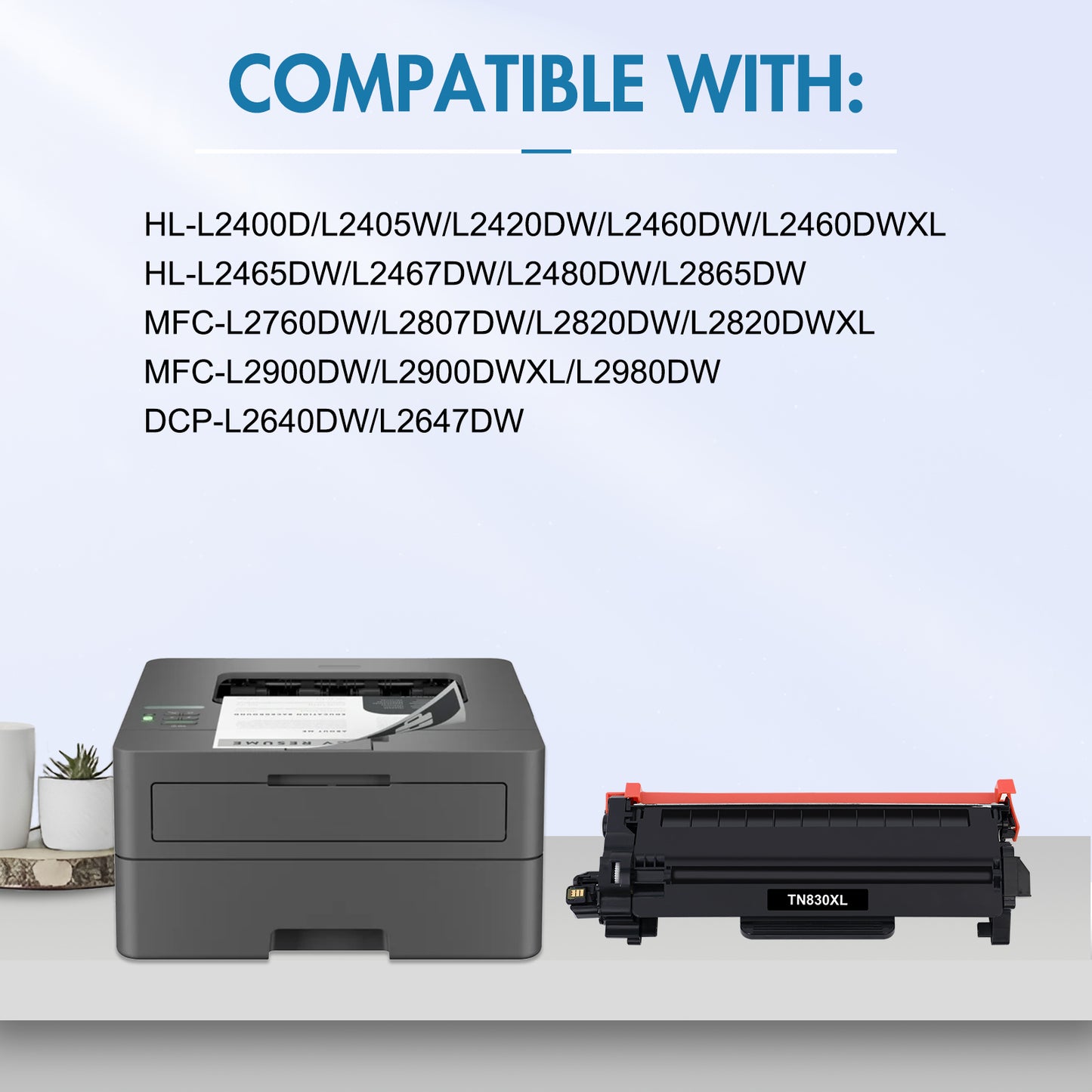 TN830XL Toner Cartridges 4 Pack With Chip Compatible for Brother TN 830XL TN830XL/V DCP-l2640dw HL-l2460dw HL-l2405w MFC-l2820dw MFC-l2760dw HL-l2480dw HL-l2465dw Printer Ink, 830 XL Black