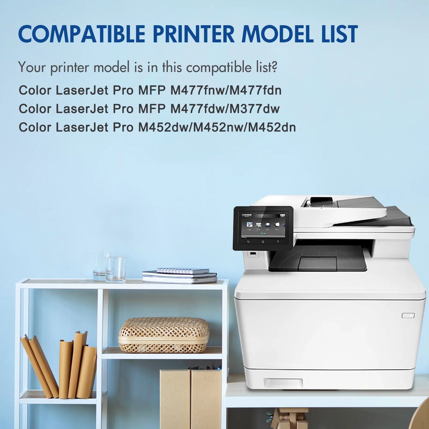 410A Toner Cartridges Pack-5 Black Cyan Magenta Yellow | Works with Color LaserJet Pro M477fnw M477fdw M477fdn M452dn M452dw M452nw Printers | CF410AQ