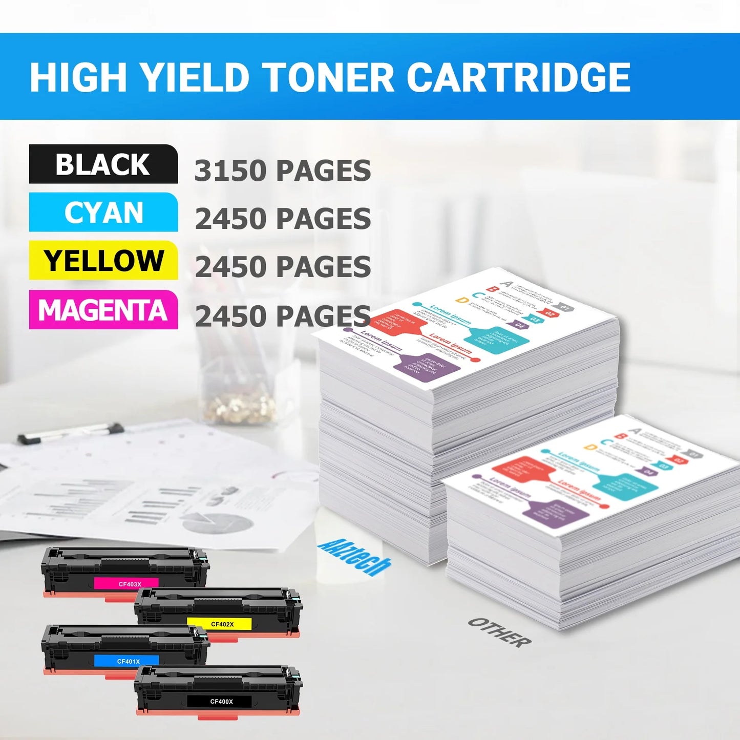 201X 201A Toner Cartridge 4-Pack Compatible for HP 201X 201A CF400X CF400A use with Color Laserjet Pro MFP M277dw M252dw M277c6 M252 M277 Printer Ink (Black Cyan Yellow Magenta)