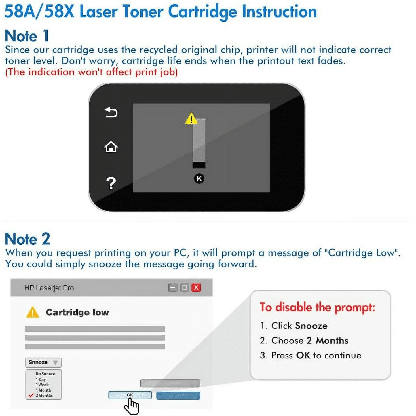 58A Toner Cartridges with Chip Compatible for HP 58A CF258A 58X CF258X Laserjet M428fdw M404 M404n M404dn M404dw N406dn MFP M428fdn M428dw M428 M430f Printer (Black, 2 Pack)