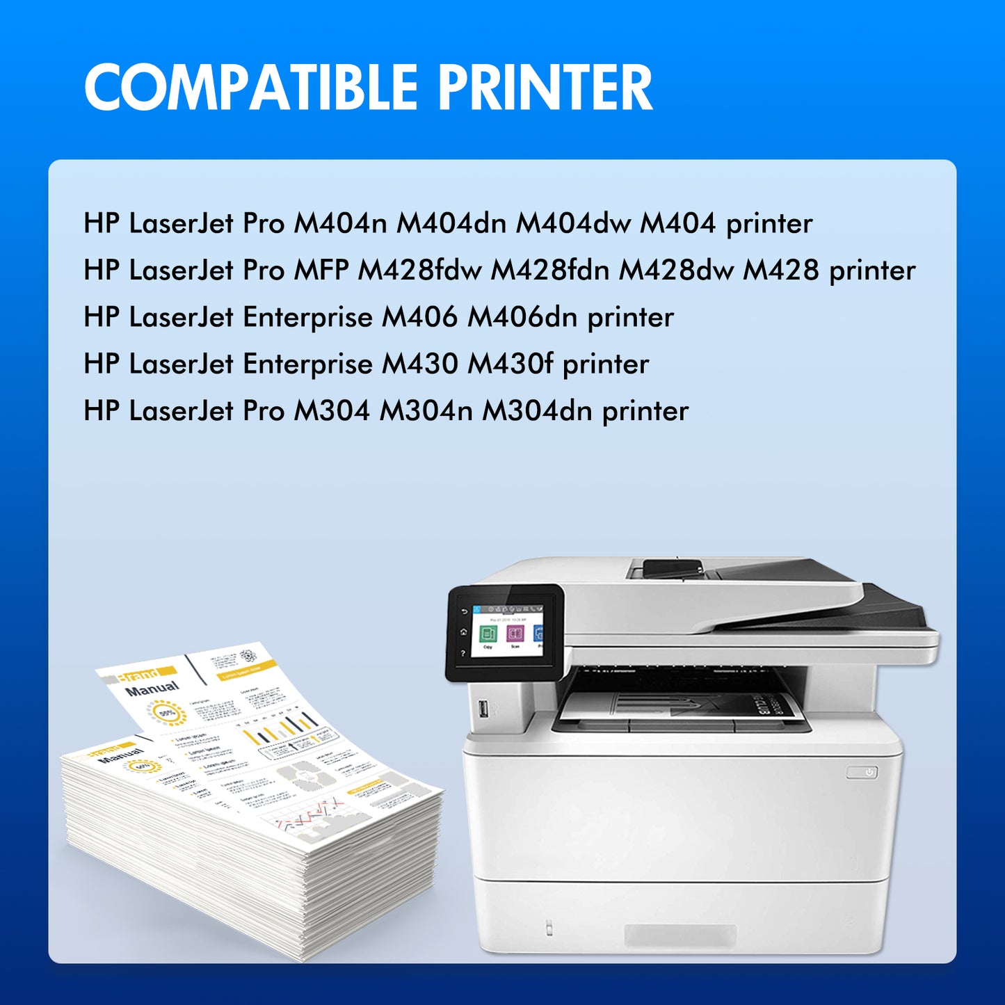 58X Black High Yield Toner Cartridge 2-Pack (With Chip) Compatible for HP 58A 58X CF258A CF258X LaserJet Pro M404n M404dn MFP M428fdw M428fdn M428dw M406dn M430f M404 M428 Printer Ink