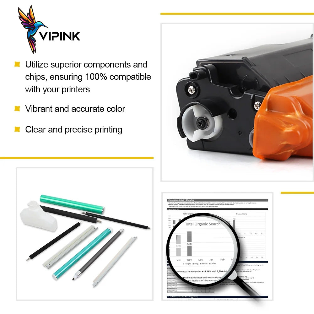 Vipink Compatible Toner Cartridge Replacement for Brother TN-336 TN 336 TN336 TN331 HL-L8350CDW L8250CDN L8350CDWT MFC-L8600CDW MFC-L8850CDW (Black Cyan Magenta Yellow, 4-Pack)