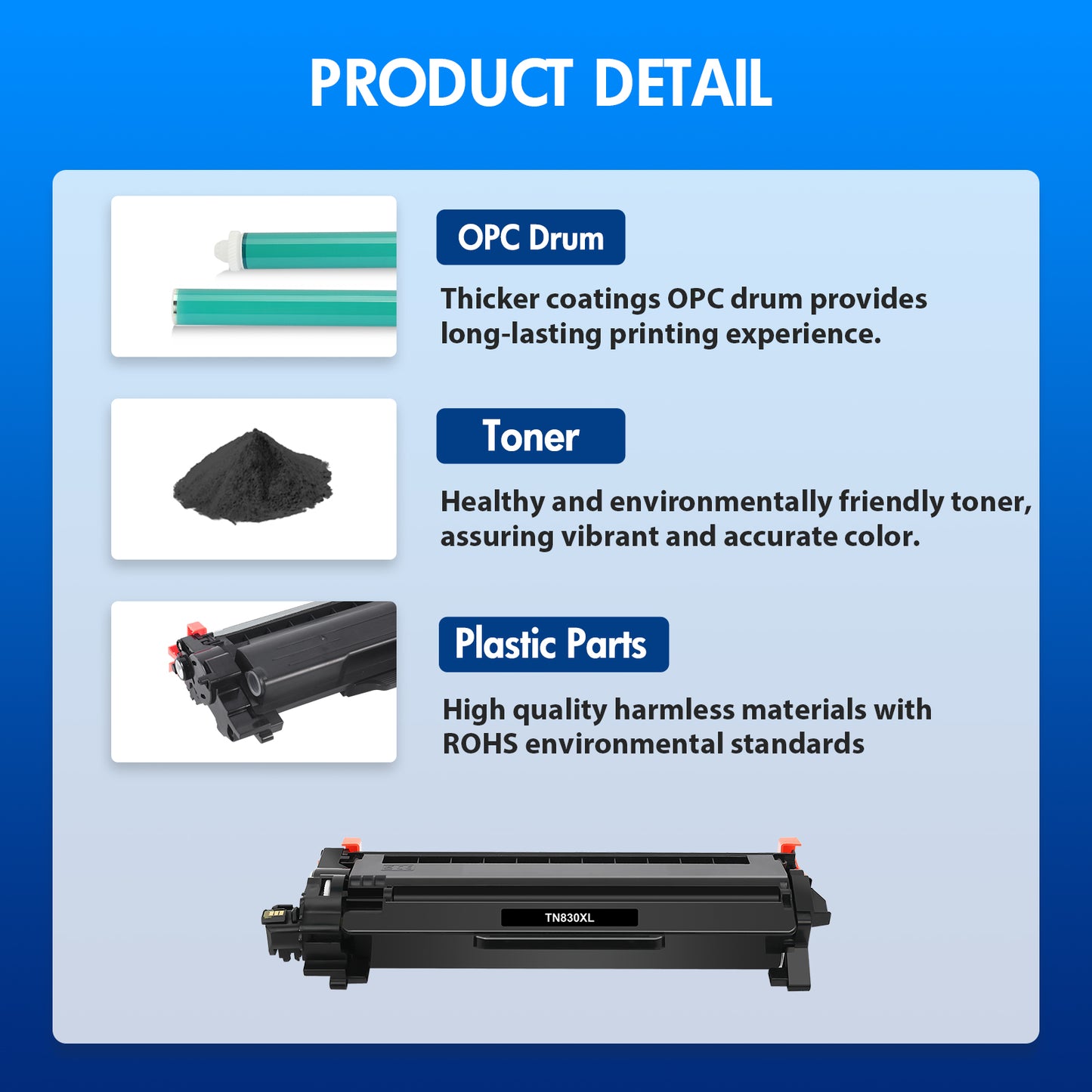 TN830XL TN830 Black High Yield Toner Cartridge Compatible for Brother TN830XL TN830 TN-830 DCP-L2640DW HL-L2460DW HL-L2405W MFC-L2820DW HL-L2400D L2405W L2480DW MFC-L2820DWXL Printer Ink 2-Pack