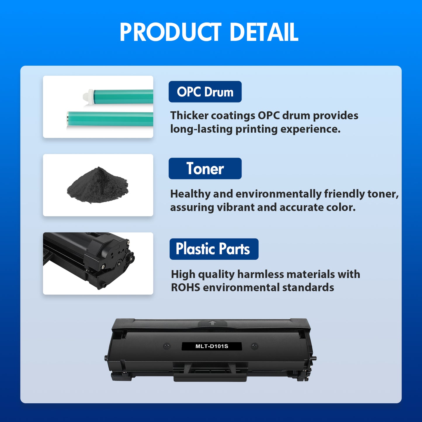 101S Toner Cartridge Replacement for Samsung MLT-D101S 101S MLTD101S to use with ML-2166W ML-2160 ML-2165 SCX-3405W ML-2165W SCX-3405FW SCX-3400 SCX-3401FH SF-760P Printer 2 Black
