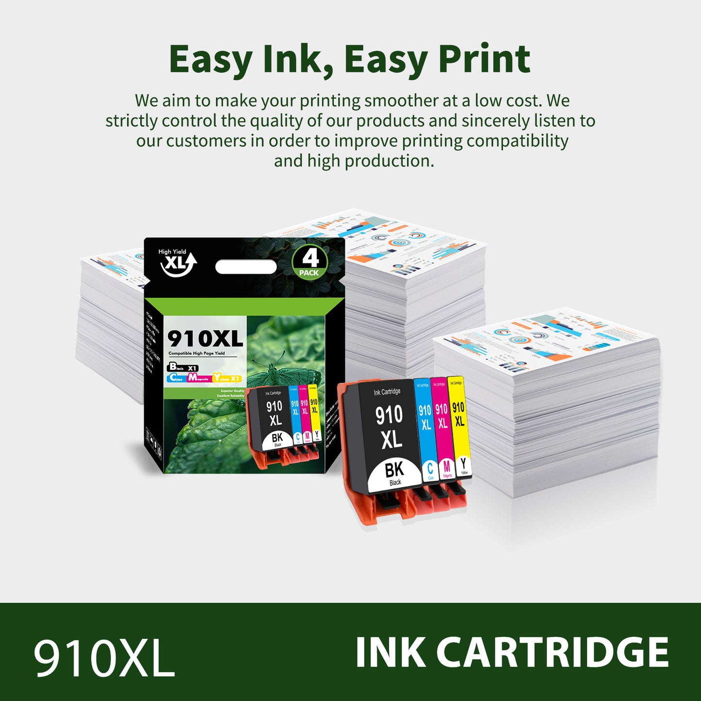 910XL Ink Cartridges Compatible for HP 910XL Printer Ink Combo Pack for HP OfficeJet Pro 8020 8025 8028 8035 8030 8030 8010 8015 8018 8022 Printer (Black, Cyan, Magenta, Yellow,4-Pack)