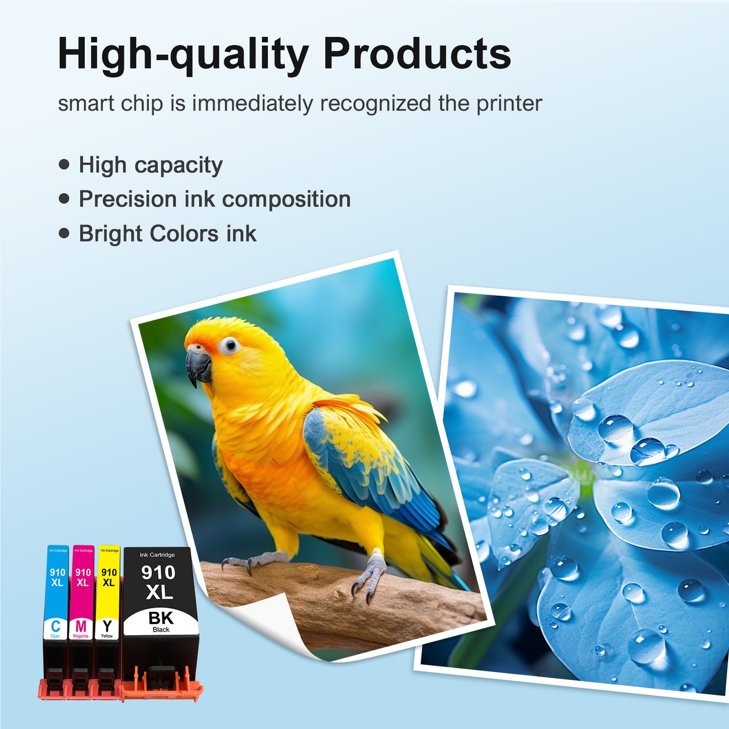 4-Pack 910XL Ink Cartridges Combo Pack Compatible for HP 910 910Xl Officejet Pro 8012 8013 8015 8022 8025 8028 8035 8012e 8015e 8022e 8025e 8028e 8034e 8035e Printer Black/Cyan/Magenta/Yellow