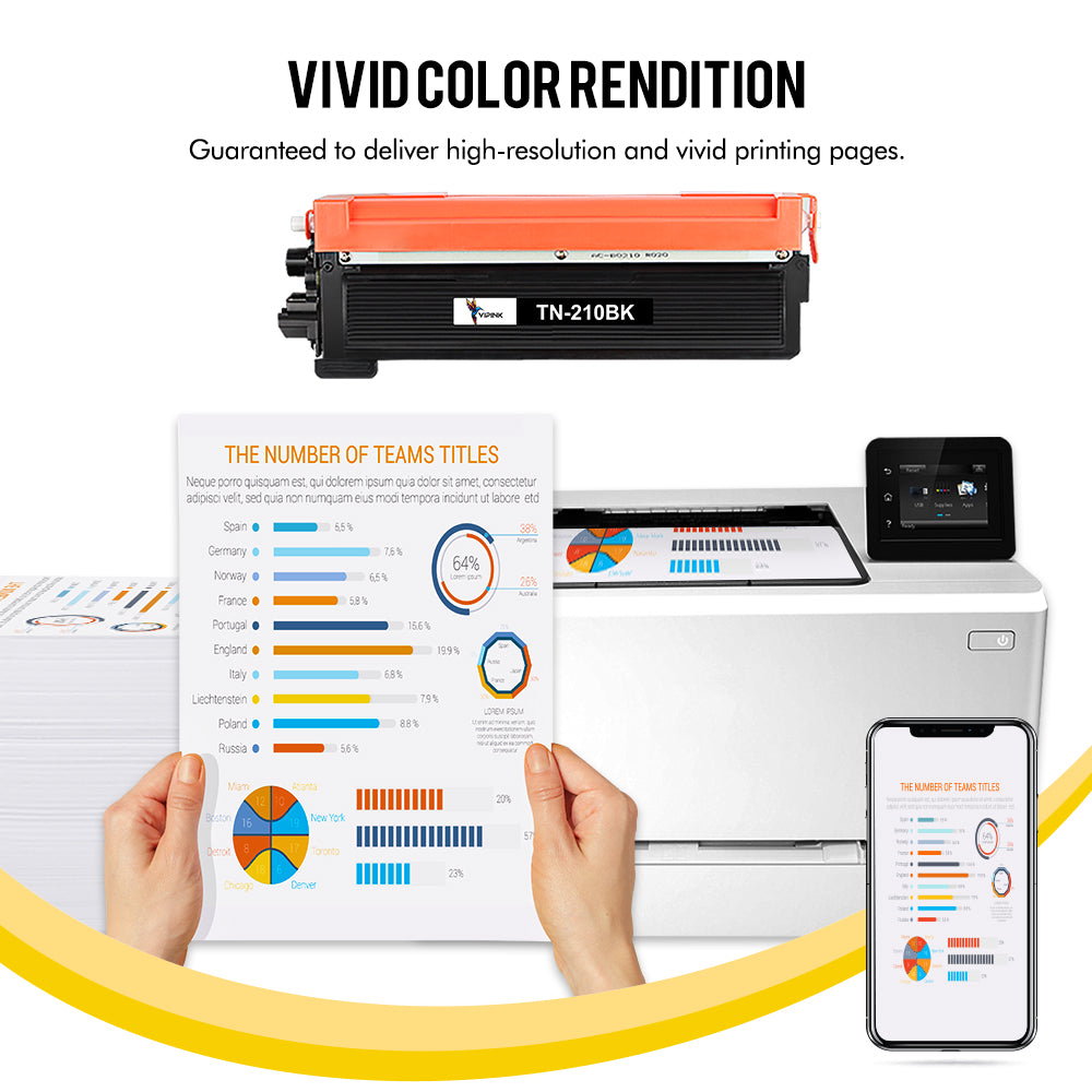 TN210 Toner Cartridge TN-210 Compatible for Brother TN210 TN-210BK/C/M/Y TN210BK for MFC-9010CN MFC-9120CW MFC-9320CW MFC-9125CN MFC-9325CW Printer Ink (4-Pack)