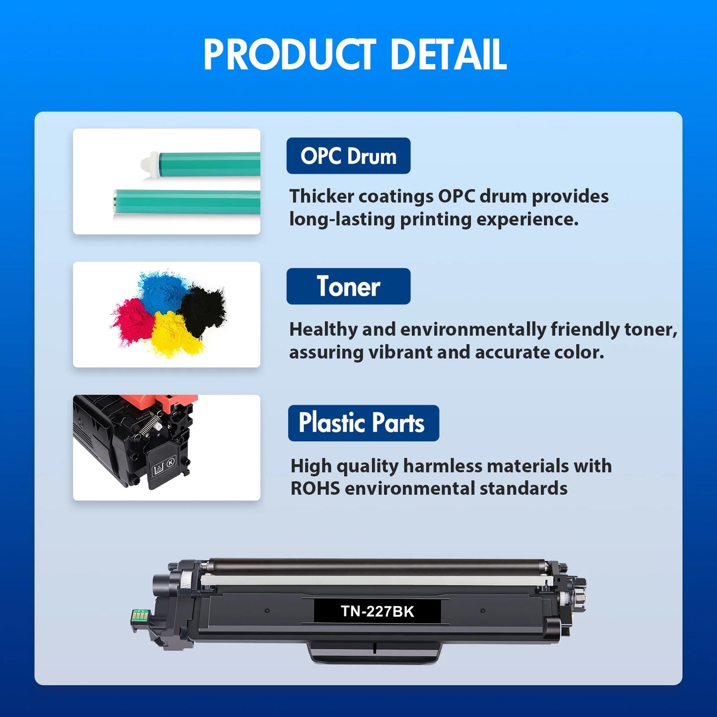 TN227 TN-227 Toner Cartridge Compatible for Brother TN227 TN-227BK/C/M/Y TN223 TN227BK for HL-L3280CDW HL-L3220CDW MFC-L3720CDW MFC-L3780CDW HL-L3300CDW Printer Ink (4-Pack)