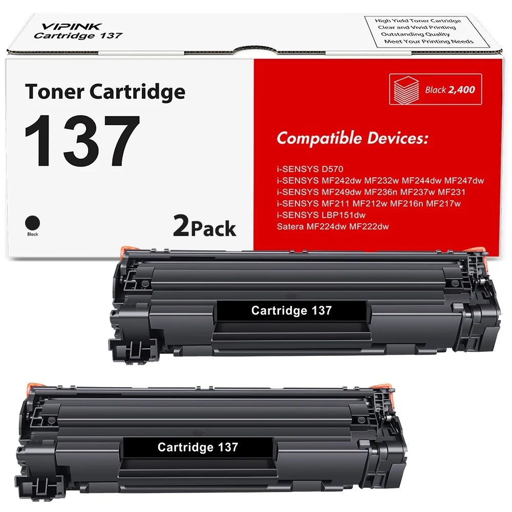 137 Black Toner Cartridge Compatible for Canon Cartridge 137 CGR-137 CRG137 imageCLASS D570 MF242dw MF232w MF236n MF244dw MF247dw MF227dw MF220 MF230 MF240 MF210 Series Printer Ink (2-Pack)