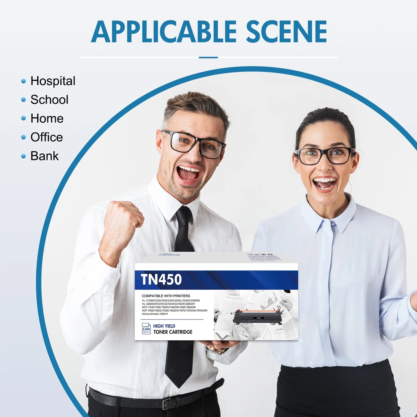 TN450 Toner Cartridges 2-Pack High Yield Replacement for Brother TN450 TN-450 TN420 TN-420 HL-2270DW HL-2280DW DCP-7065DN MFC-7360N MFC-7860DW HL-2240D DCP-7060D MFC7460DN MFC7240 Printer (Black)