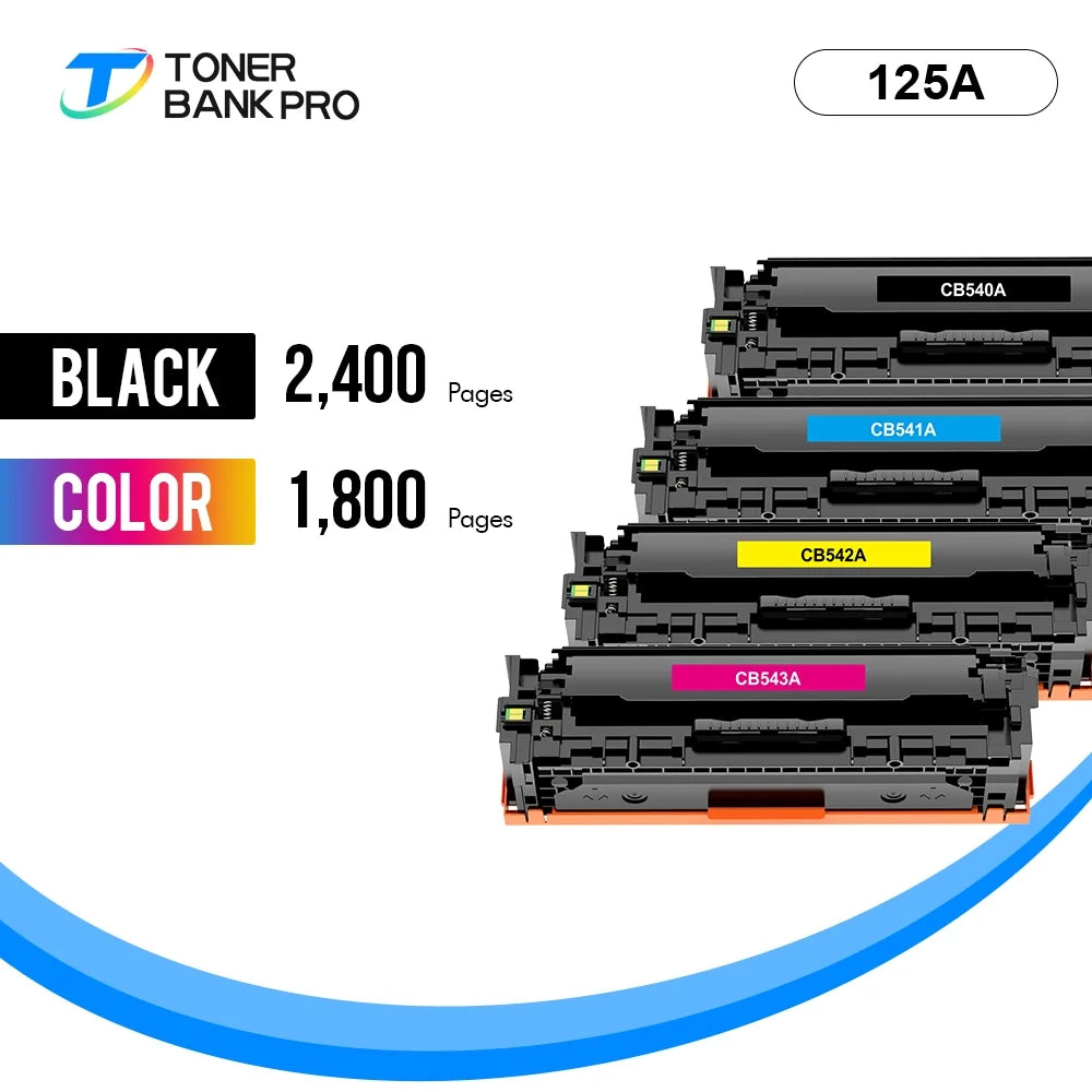 125A Toner Cartridges Compatible for HP 125A 125 A CB540A HP Color Laserjet MFP CP1518ni CM1312nfi CP1215 CM1312 MFP CP1515n CP1518 CP1515 Series Pritner BK/C/Y/M 4PK