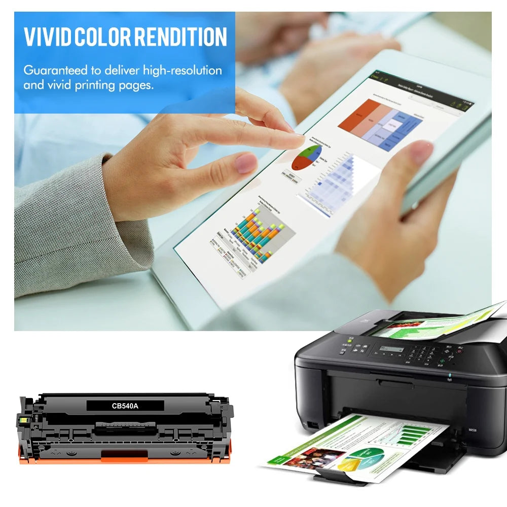 125A Toner Cartridges Compatible for HP 125A 125 A CB540A HP Color Laserjet MFP CP1518ni CM1312nfi CP1215 CM1312 MFP CP1515n CP1518 CP1515 Series Pritner BK/C/Y/M 4PK