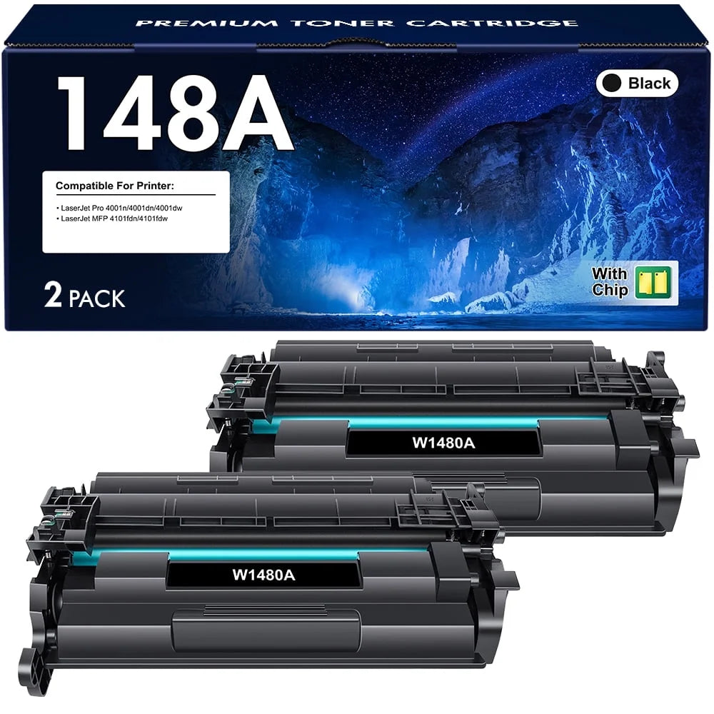 148A 148X Toner Cartridge with Chip Compatible for HP W1480A 148A W1480X Laserjet Pro 4001dn MFP 4101fdw 4101fdn 4001n 4001dn 4001dw Black 2-Pack