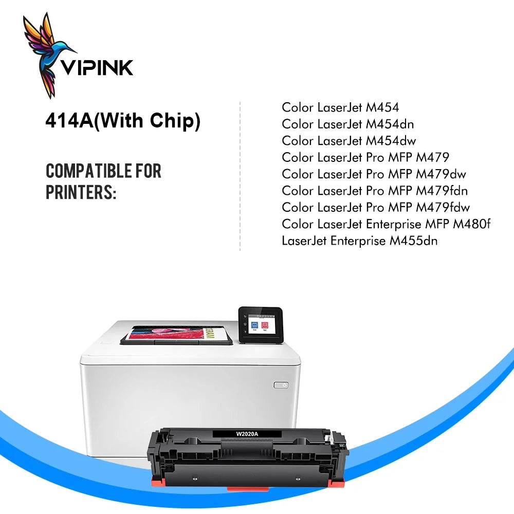 5-Pack 414A Toner Cartridge with Chip Compatible for HP W2020A 414A W2020X 414X Laserjet Pro MFP M479fdw M454dw M479fdn M454dn M479 Laser Printer Ink, 2x Black, Cyan, Magenta, Yellow