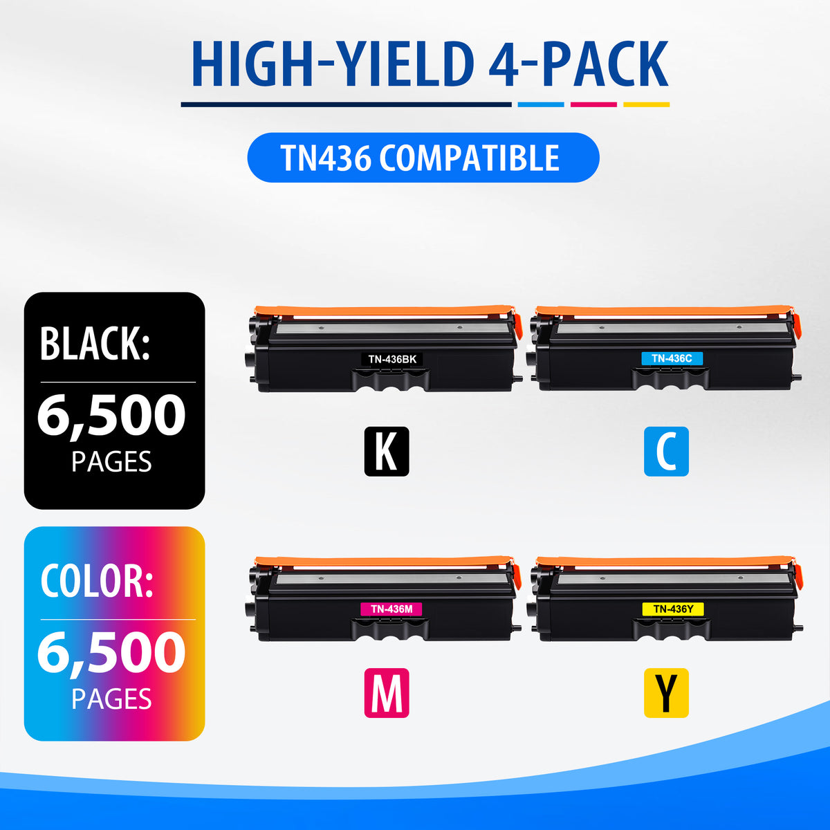 TN436 Toner Cartridge Compatible for Brother TN436 TN-436BK TN433 TN431 HL-L8360CDW L8360CDWT MFC-L8900CDW L9570CDW L9310CDW Printer (Black Cyan Magenta Yellow)