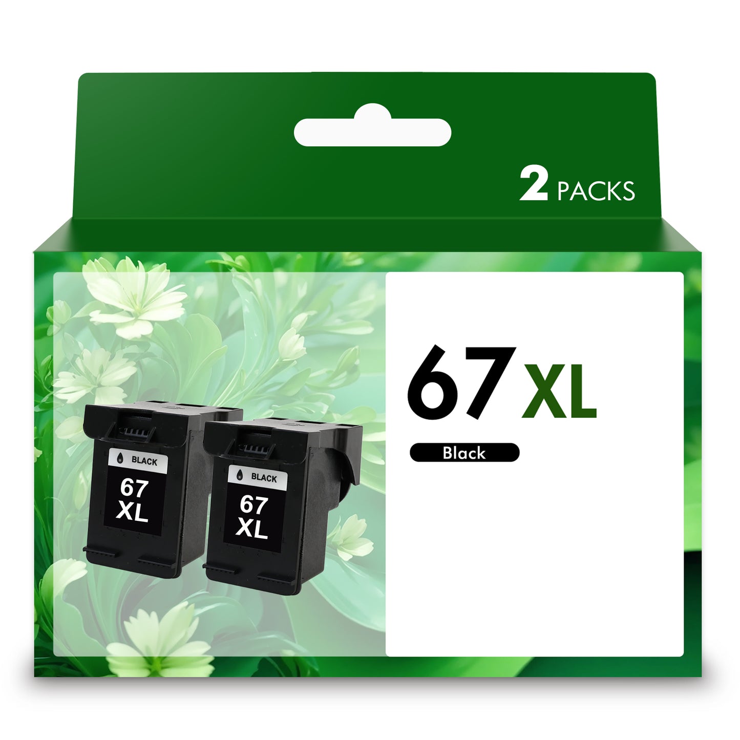 Compatible for HP 67 Ink Cartridges (2-Pack, Black) 67 67XL Printer Ink DeskJet 6055e 2755e 2800e 2855e 6000 Envy 6055e 6455e 6400 Series