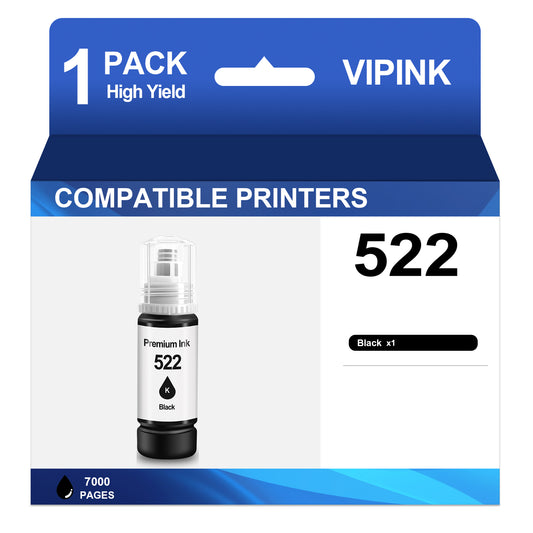 522 Ink Refill Bottles High Compatible for Epson T522 522 Ink Bottles for Epson EcoTank  ET-2800 2400 2720 2803 2840 4700 4800 4810 Printer Ink (1-Black)