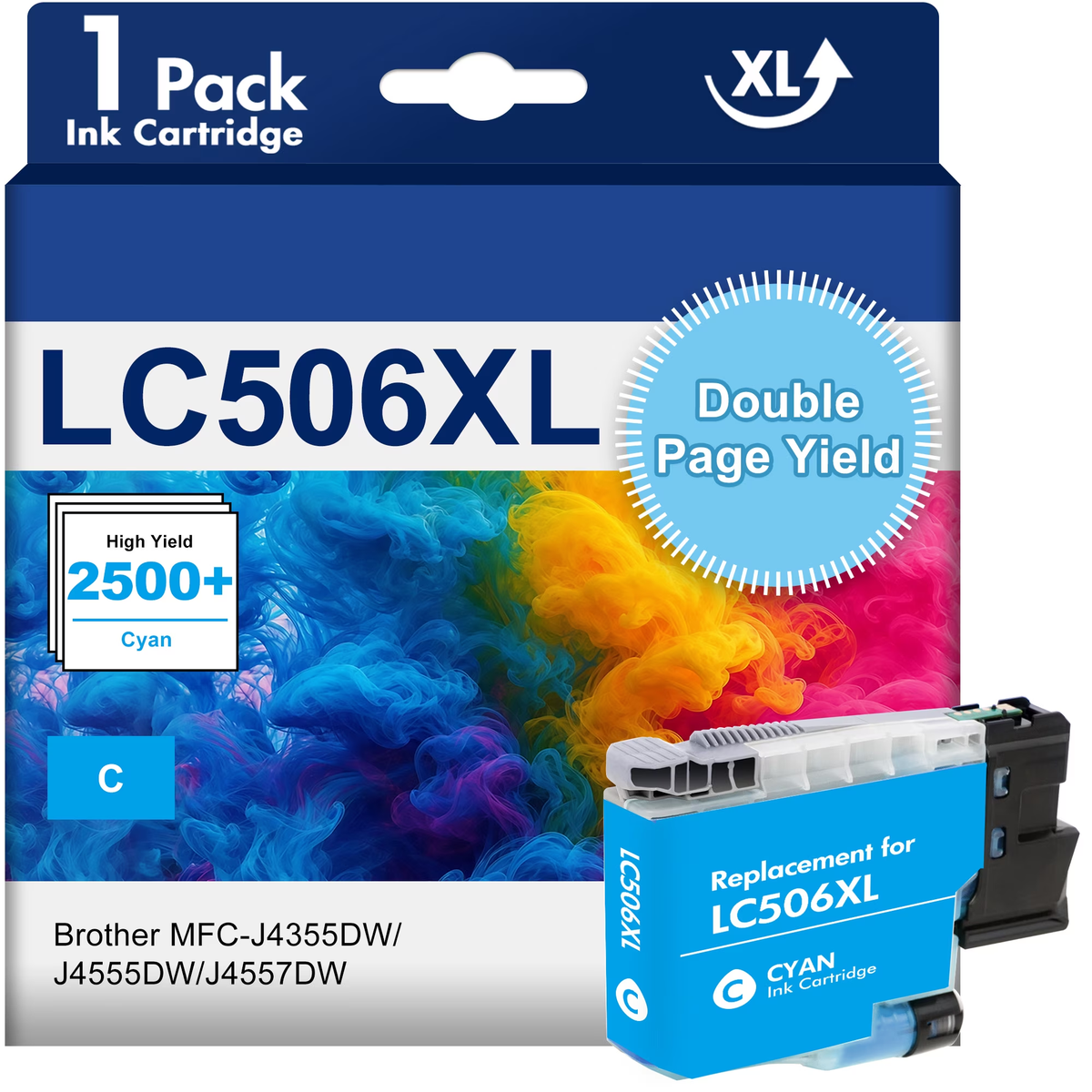 LC506XL High Yield Cyan Ink Cartridge Compatible for Brother LC506 LC506XL ink Cartridge for MFC?J4355DW J4555DW J4557DW Printer (1 Pack Cyan)