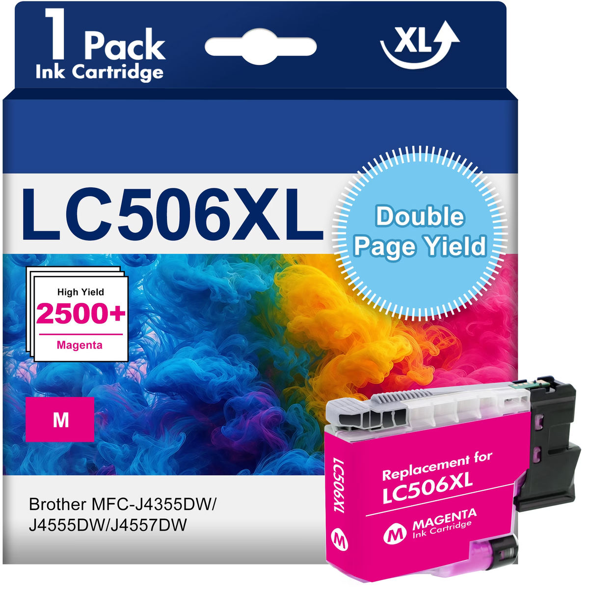 LC506XL High Yield Magenta Ink Cartridge Compatible for Brother LC506 LC506XL ink Cartridge for MFC?J4355DW J4555DW J4557DW Printer (1 Pack Magenta)