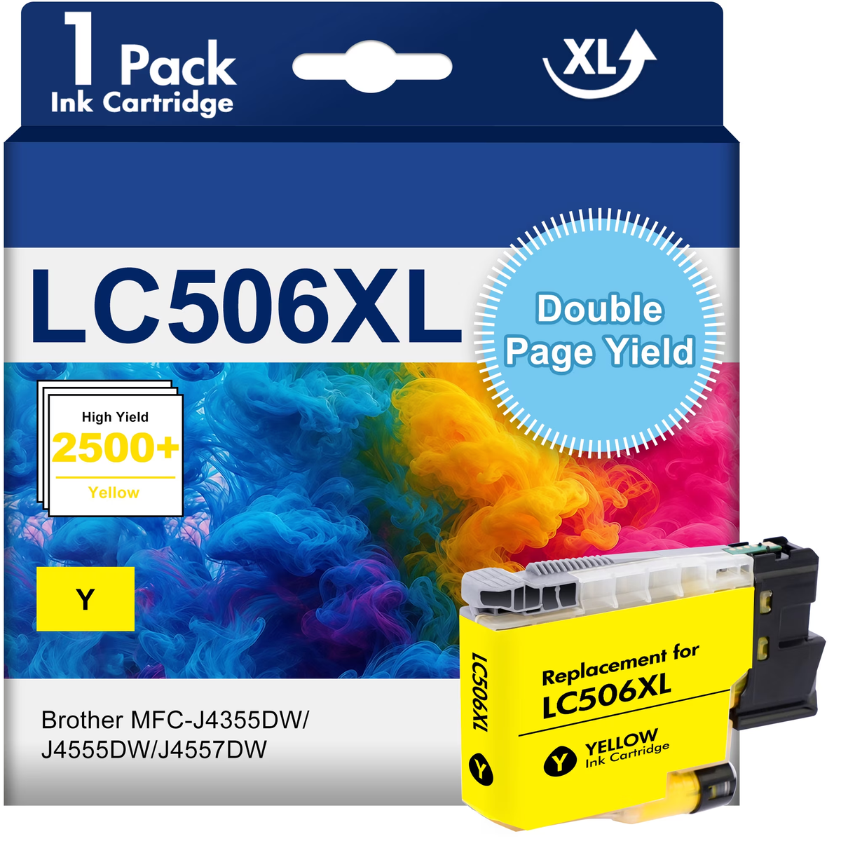 LC506XL High Yield Yellow Ink Cartridge Compatible for Brother LC506 LC506XL ink Cartridge for MFC?J4355DW J4555DW J4557DW Printer (1 Pack Yellow)