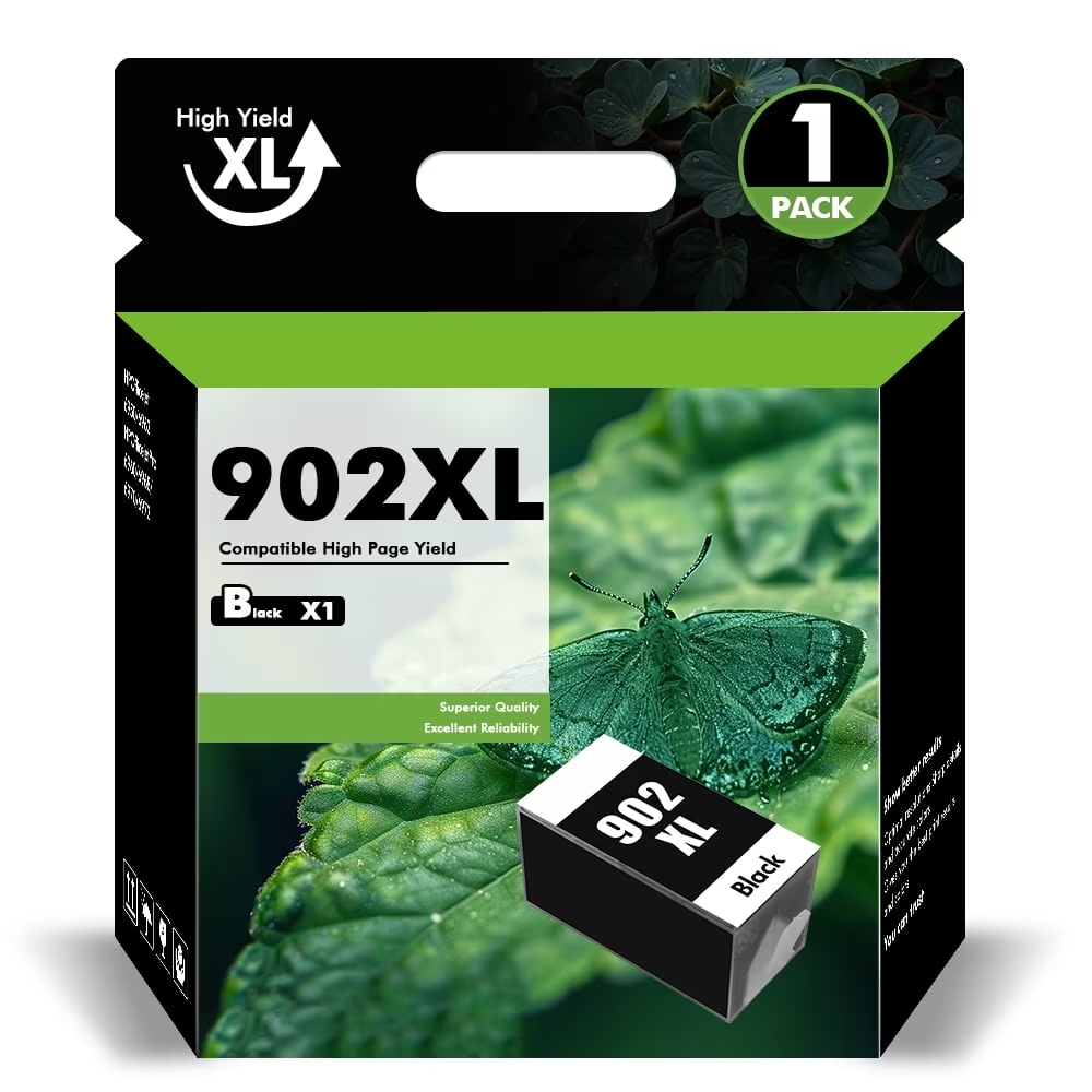 902XL 902 Ink Cartridges Compatible for HP 902 902XL 1 Pack Black Ink for OfficeJet Pro 6978 6968 6970 6971 6974 6975 6979 6960 6961 6963 6964 6965 6966 6950 902 XL Printer
