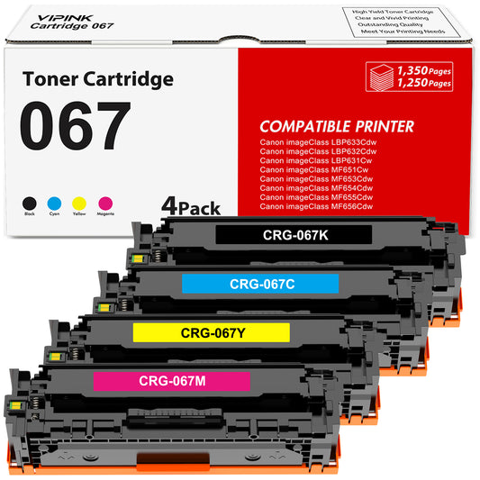 067 Toner Cartridge 4-Pack Compatible for Canon 067 067H CRG-067 CRG067 for Canon imageCLASS MF654Cdw MF656Cdw LBP632Cdw MF650 LBP630 Series Printer