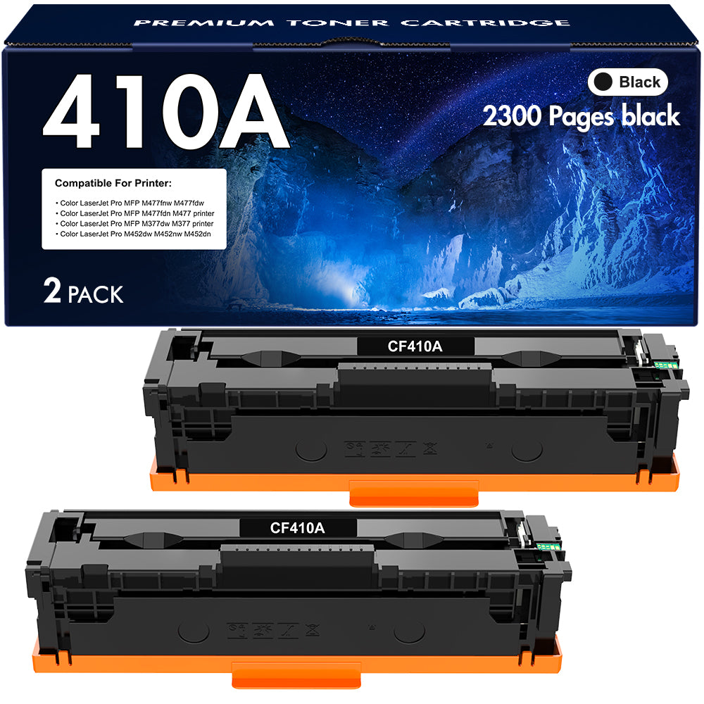 410A Toner Cartridges Compatible for HP 410A 410X CF410A CF410X M477fnw Color Laserjet Pro MFP M477fdn M452dn M477fdw M452nw M452dw M377dw M477 M452 Printer Ink (2 Pack)