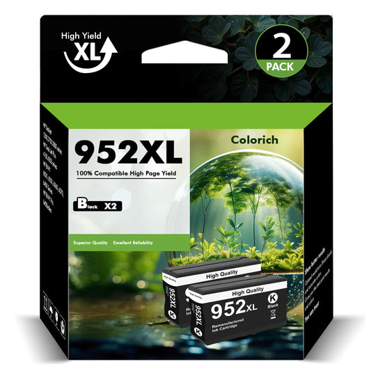 952 952XL Ink Cartridges Compatible for HP 952XL 952 2 Pack for OfficeJet Pro 8710 7740 8720 8210 8715 8702 7720 8730 8740 8216 8725 8700 (2 x Black)