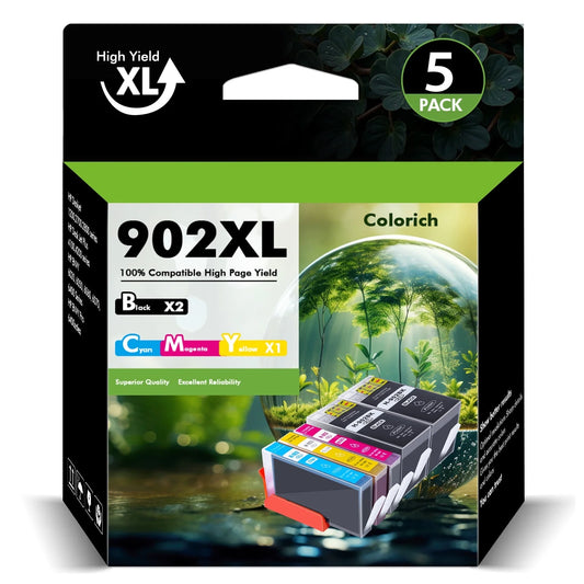 902 902 XL Ink Cartridges Compatible for HP 902XL 902 Ink Combo Pack for OfficeJet 6970 6978 6968 6971 6974 6975 6979 6960 6961 6963 6964 6965 6966 6950 series Printer (5 Pack, 2B, 1C, 1M, 1Y)