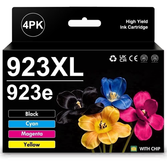 Compatible for HP 923 923XL 923e Ink Cartridge OfficeJet Pro 8135e 8138e 8139e 8130 8120 8122e OfficeJet 8124e 8125e 8132e 8134e Printer Black Cyan Magenta Yellow (4-Pack)