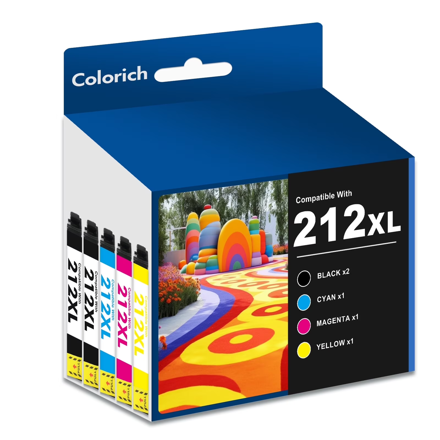 5-Pack 212XL Ink Cartridges Compatible for Epson 212 212XL Printer Ink Combo Pack for WorkForce WF-2850 WF-2830 Expression Home XP-4100 XP-4105 (2 x Black, Cyan, Magenta, Yellow)