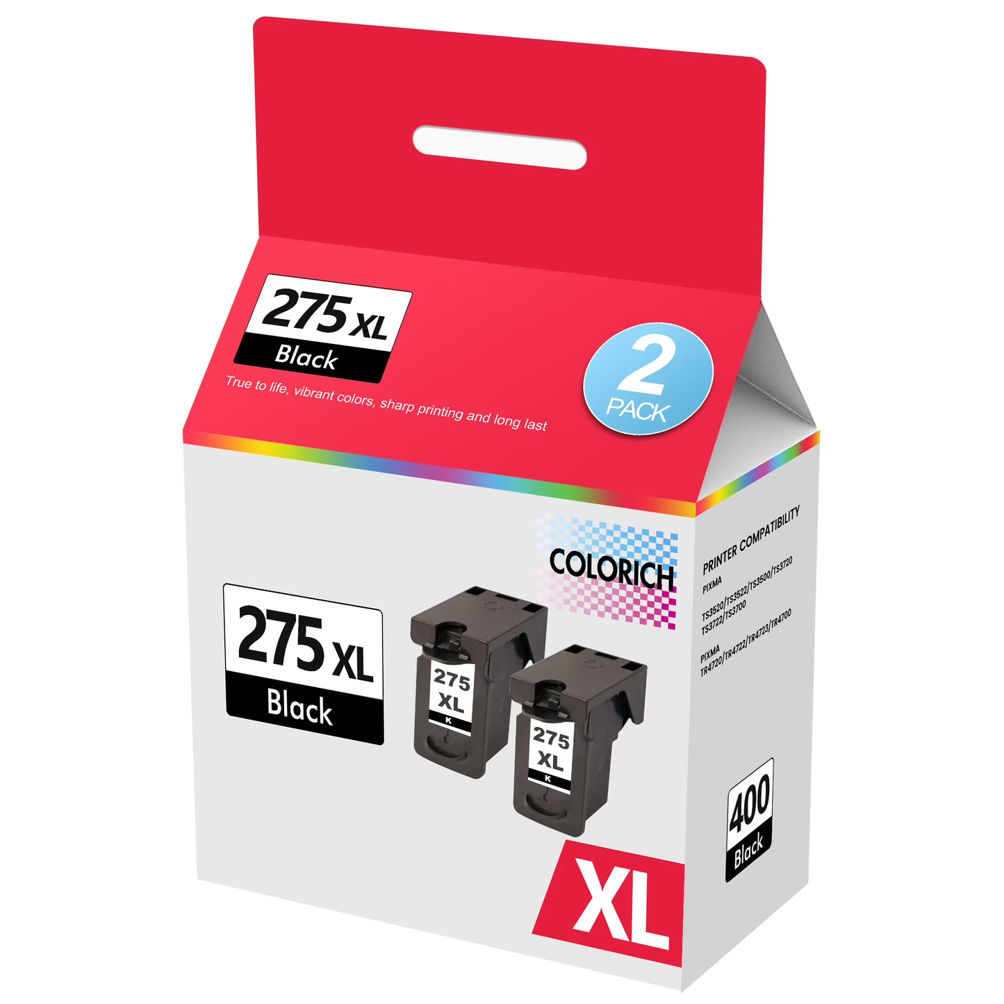 275XL Black Ink Cartridge for Canon 275 Ink for Canon Ink 275 (Black, 2 Pack)