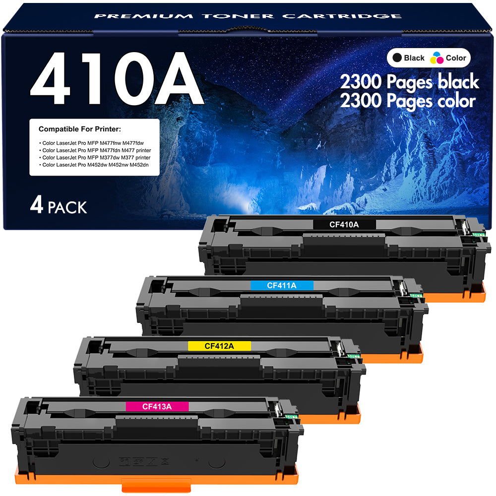 410A Toner Cartridges Compatible for HP 410A 410X CF410A CF410X M477fnw Color Laserjet MFP M477fdw M477fdn M452dn M452nw M477 M452 M377 Printer Ink | Pack of 4