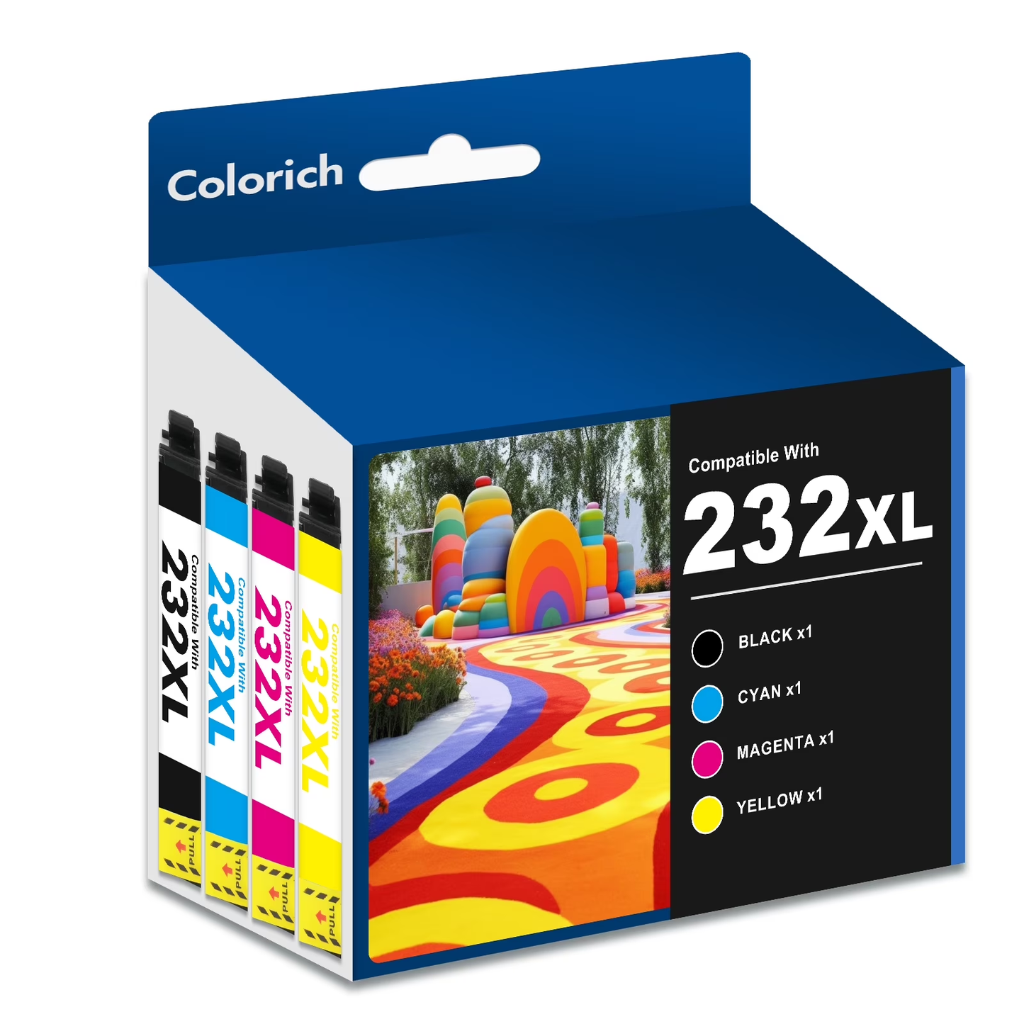 4 Pack, 232XL Ink Cartridges Compatible for Epson 232 232XL Printer Ink Combo Pack for Workforce WF-2930 WF-2950 Expression XP-4200 XP-4205 (Black, Cyan, Magenta, Yellow)