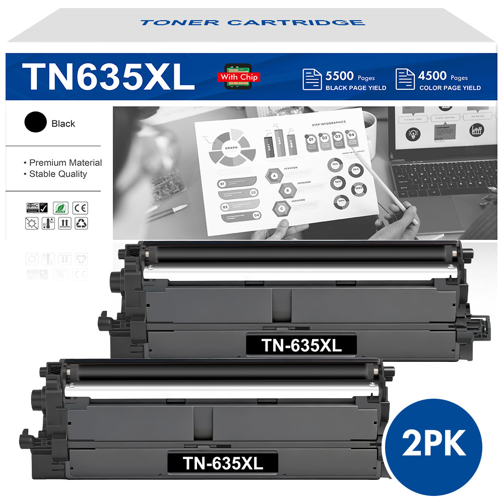 Vipink TN635XL Toner Cartridge Compatible for Brother TN635XL TN635 Toner for Brother HL-L8430CDW HL-L8430CDWT HL-L8570CDW MFC-L8730CDW MFC-L8930CDW Printer (Black 2-pack)