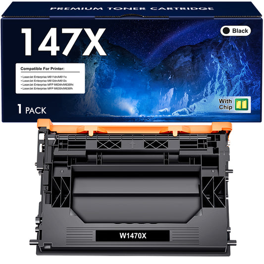 Black 147X Toner Cartridge With Chip Compatible for HP 147A 147X W1470A W1470X LaserJet Enterprise M611dn M611x M612dn M612x MFP M634h M635fht M635h M636fh M610 M611 M612 Printer Ink (4-Pack)