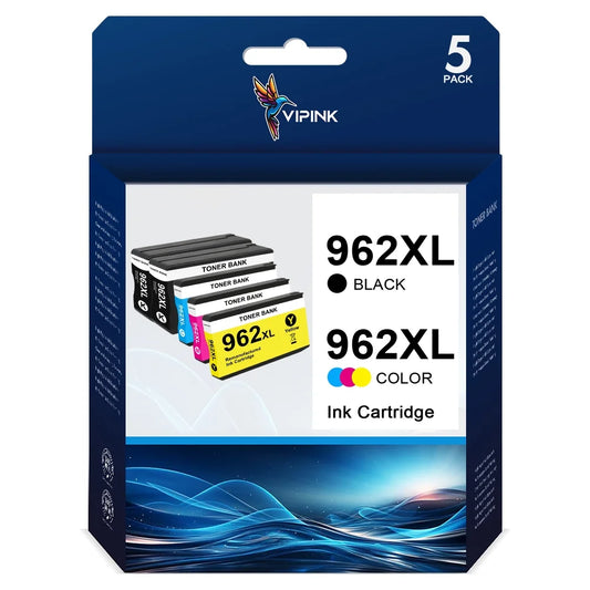 962XL 962 XL Ink Cartridges 5 pcs Compatible for HP Ink 962XL Black and 962 Color 962XL/962 OfficeJet Pro 9010 Series 9020 9015 9018 9025 9012 9014 9016 9019 9022 9026 9027 9028 9029 Printer