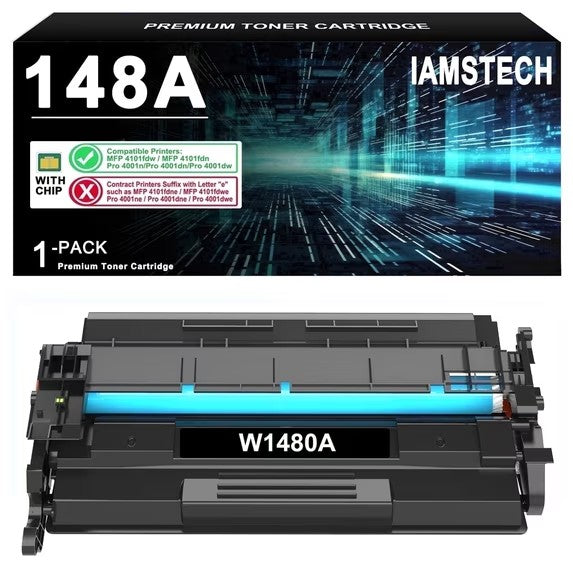 148A 148X Toner Cartridge Black with Chip Compatible for 148A 148X W1480A W1480X Laserjet Pro 4001dn MFP 4101fdw 4101fdn 4001n 4001dn 4001dw 1 Pack