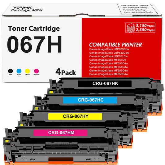 067H Toner Cartridge 4-Pack Compatible for Canon 067H 067 CRG-067H CRG067H